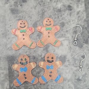Handmade Gingerbread Man Earrings